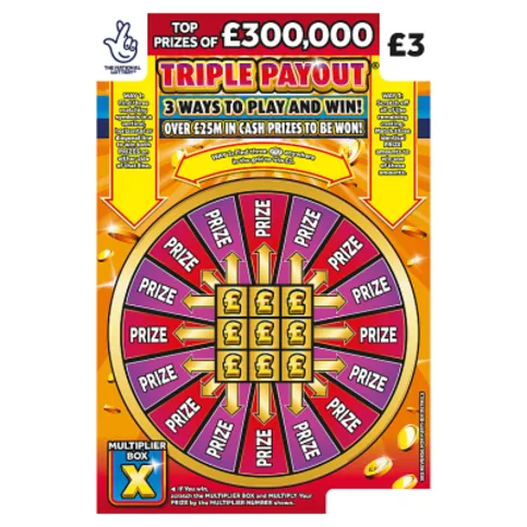 National Lottery £3 £300,000 Triple Payout Scratchcard Game